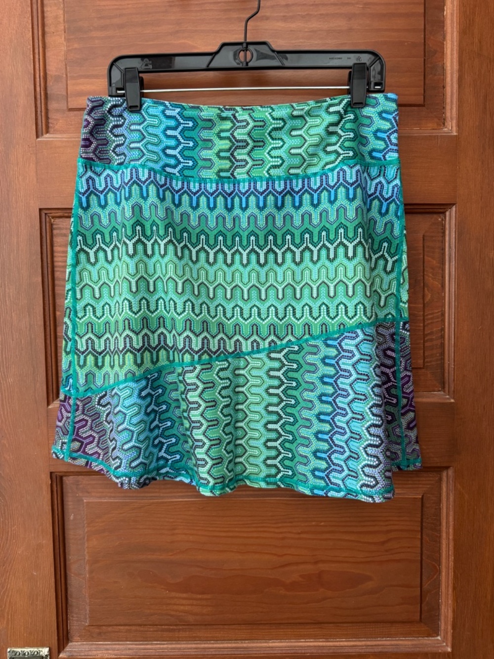 Prana Women's Deedra Green Purple Patterned Pull On Athleisure Skirt Size Medium